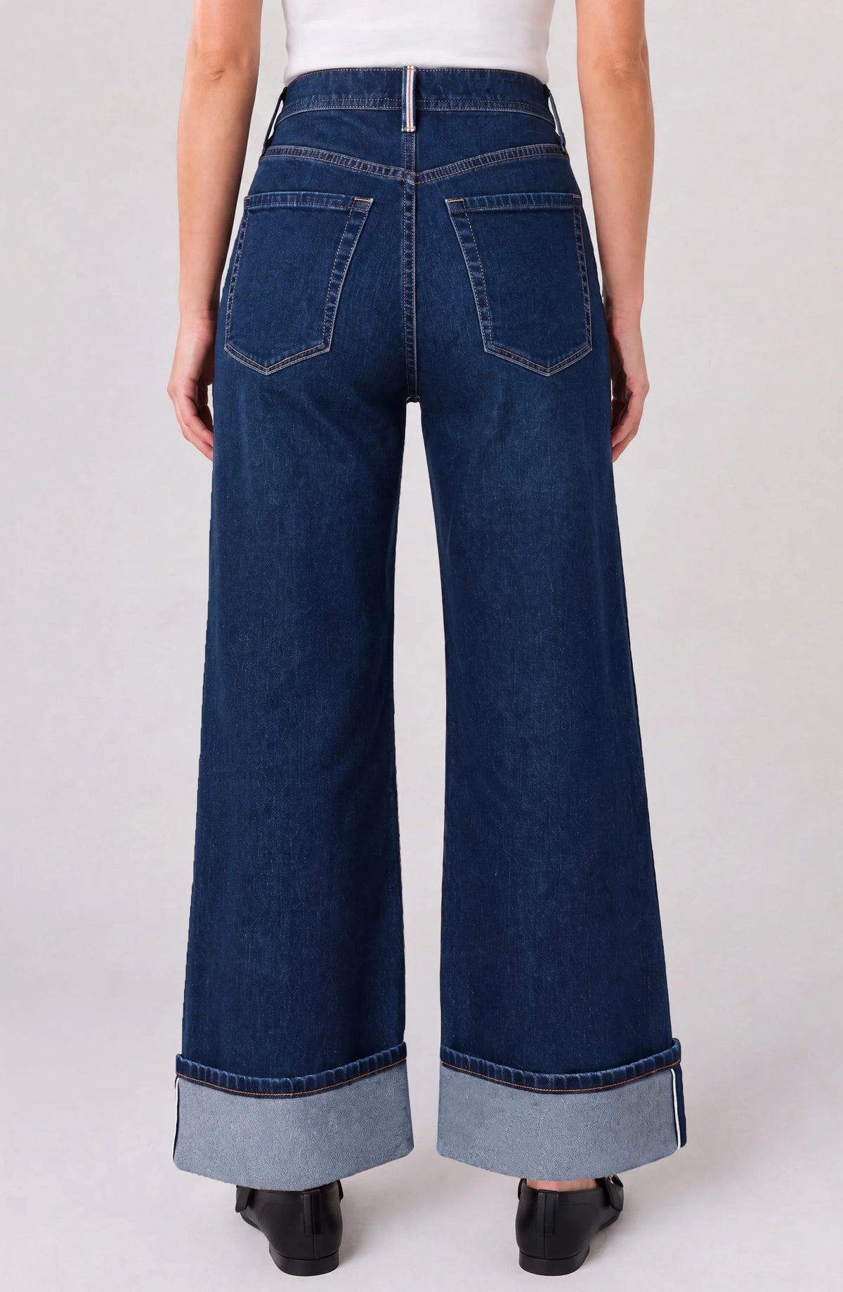Morgan High Rise Selvedge Cuffed Wide Leg Jean - Cosmic Dust