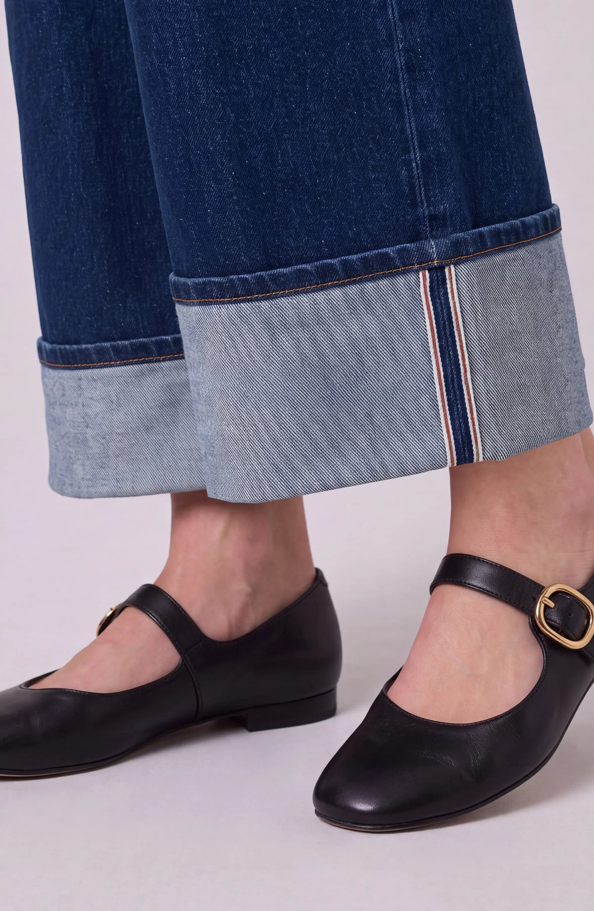 Morgan High Rise Selvedge Cuffed Wide Leg Jean - Cosmic Dust