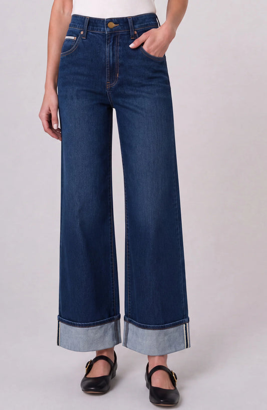 Morgan High Rise Selvedge Cuffed Wide Leg Jean - Cosmic Dust