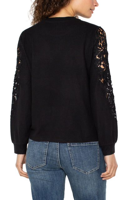Long Sleeve Lace Inset Sweater LM8H89KN20