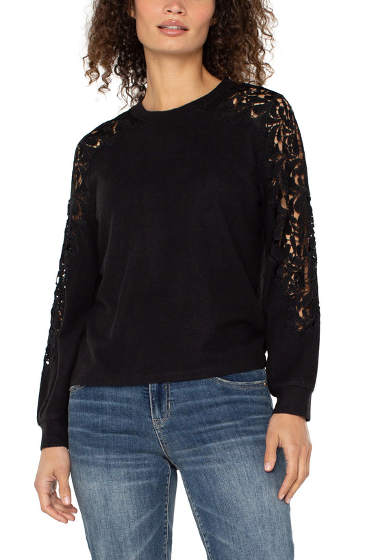 Long Sleeve Lace Inset Sweater LM8H89KN20