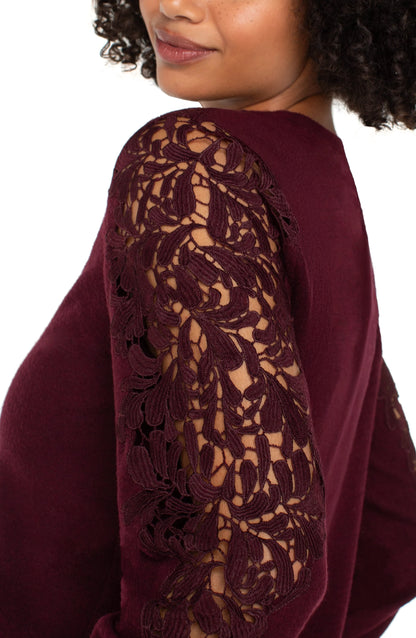 Long Sleeve Lace Inset Sweater LM8H89KN20