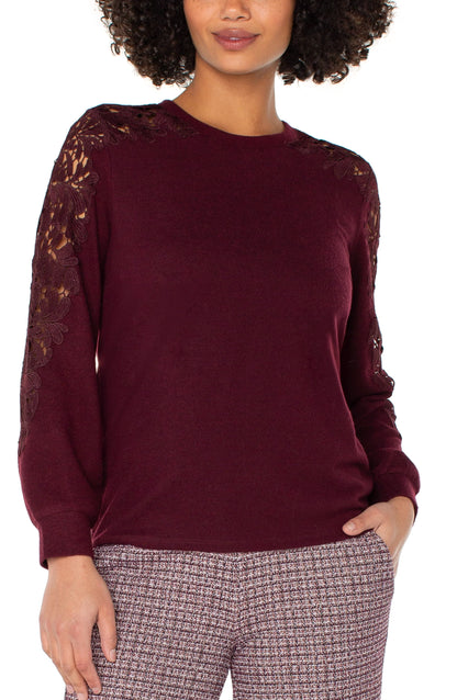 Long Sleeve Lace Inset Sweater LM8H89KN20