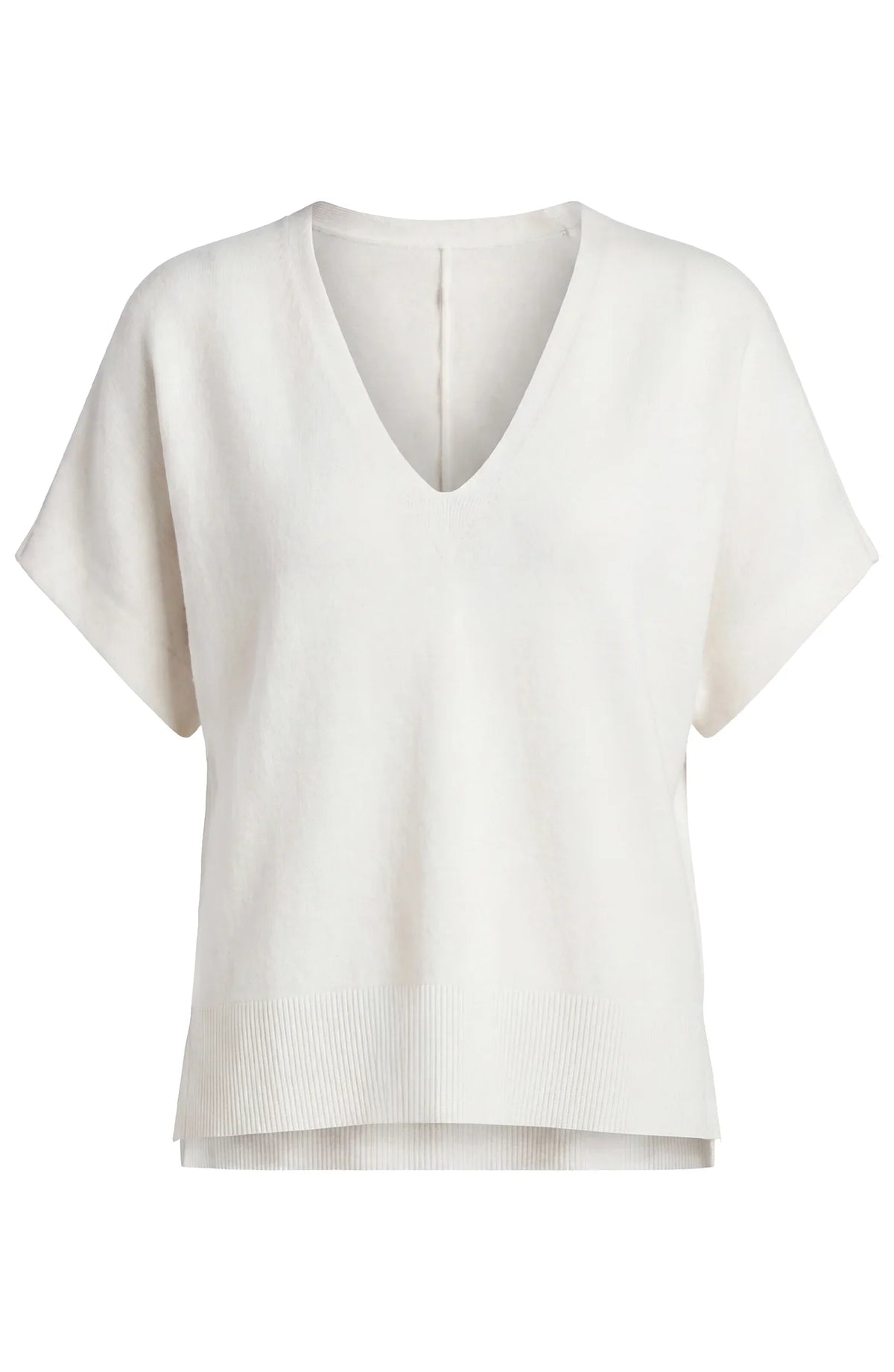 Short Sleeve V-Neck Dolman Sweater - Whipped Cream