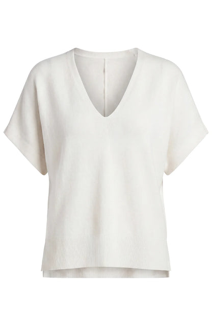 Short Sleeve V-Neck Dolman Sweater - Whipped Cream
