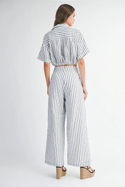 Pin Stripe Shirts And Long Pants Set MST8496
