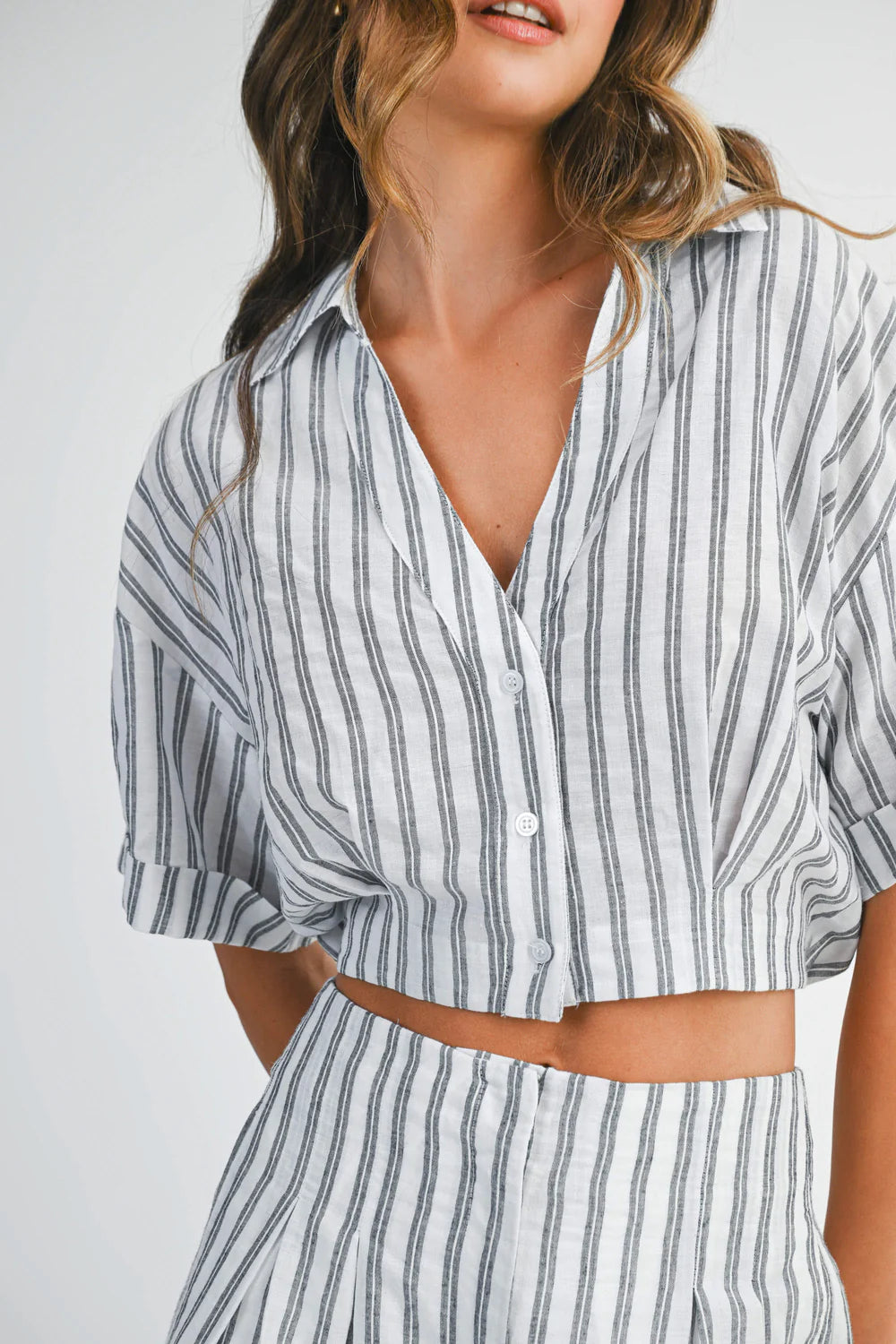 Pin Stripe Shirts And Long Pants Set MST8496