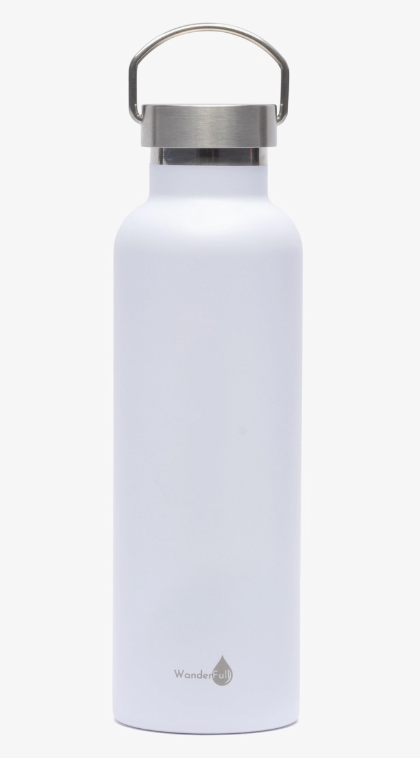 White w/ Silver Top Stainless Steel Water Bottle 24 oz