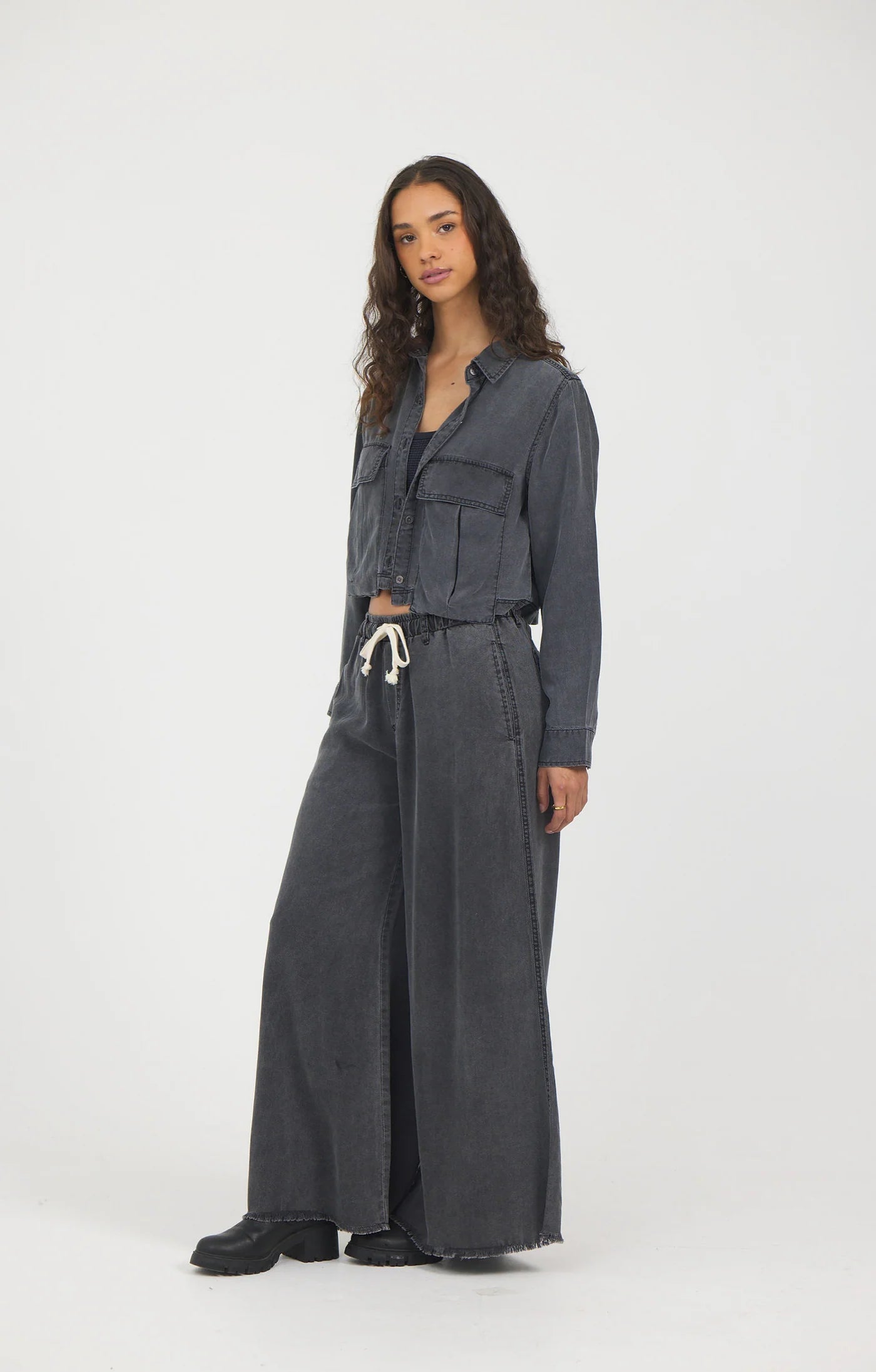 Charcoal Tencel Button Down CC13561-WSH