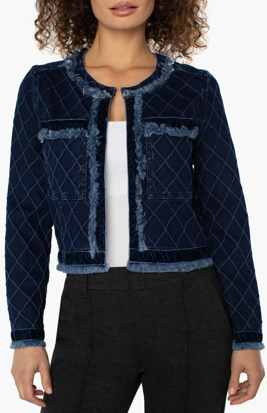 Fray Edge Jacket W/ Velvet Trim LM1C04QLC