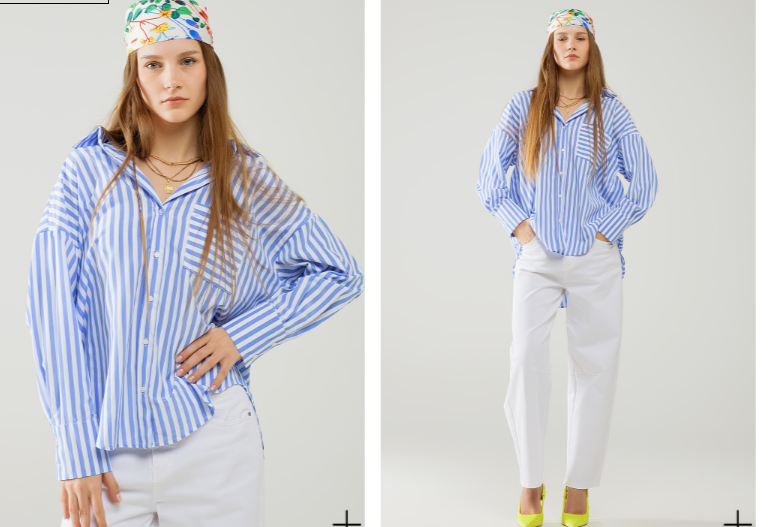 Relaxed light Blue Striped Blouse 4670908