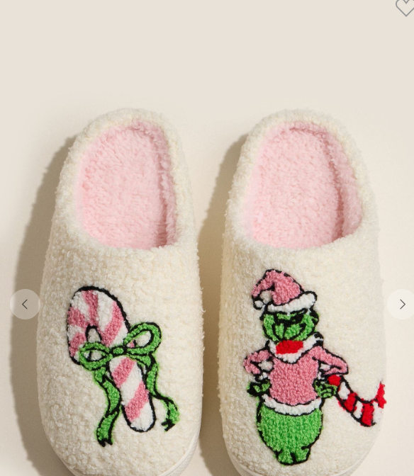 Green Monster Holiday Slippers With Candy Cane For Christmas Gift 5AL98087