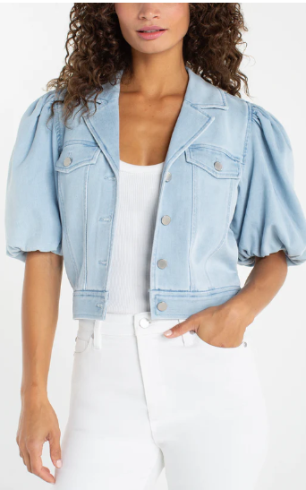 Puff Sleeve Cropped Denim Jacket LM1C63SSL