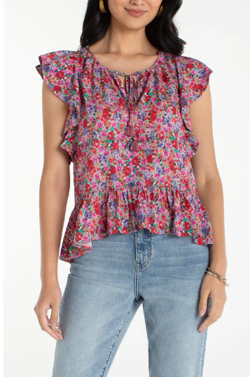 Flutter Sleeve Peplum LM8K65PW3P43