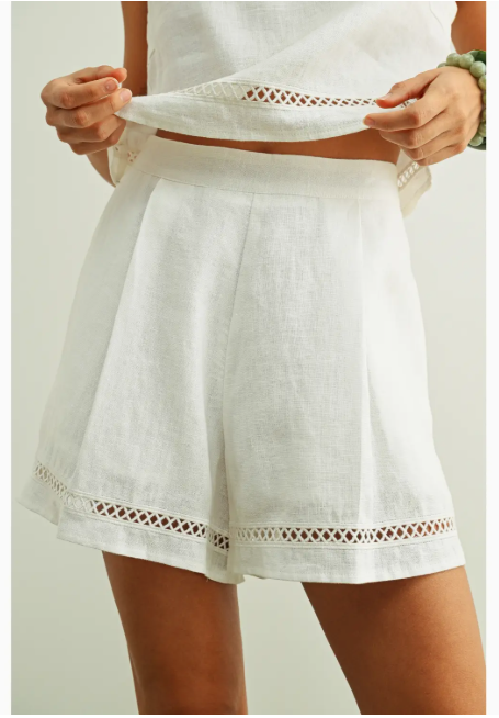 Stitch Trimmed Linen Shorts  P5260ST