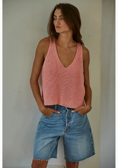 W1925 | Knit Sweater Cotton V-Neck Sleeveless Tank Top