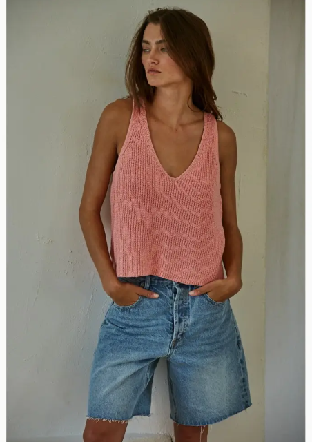 W1925 | Knit Sweater Cotton V-Neck Sleeveless Tank Top