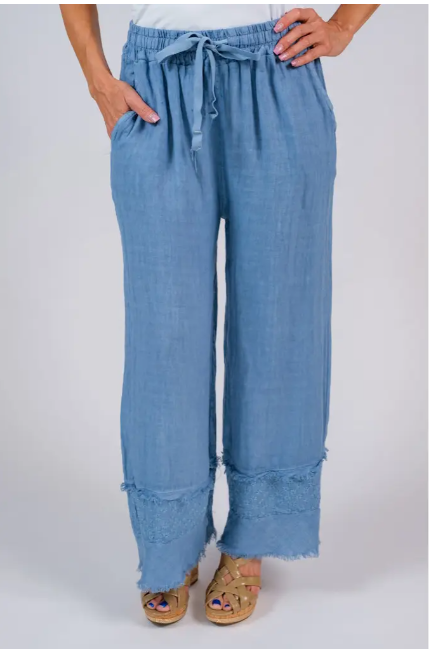 Arti Linen Embroidered Pant (PL186)