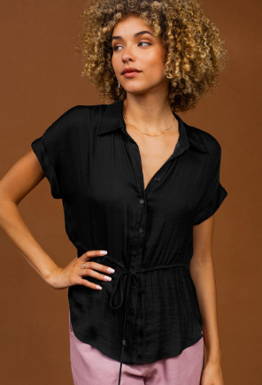 Button Up Shirt With Self Belt  RB117393