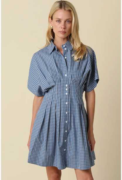 Alana Gingham Button-Front Dress 2600-912LDB