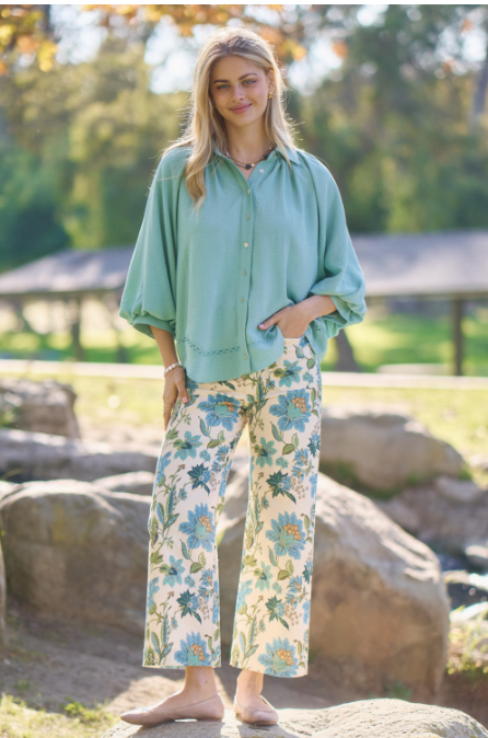 Floral Ankle Cropped Pants  TE1774
