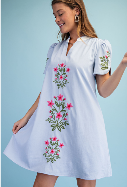 Floral Embroidered V-neck Dress  TE1891.