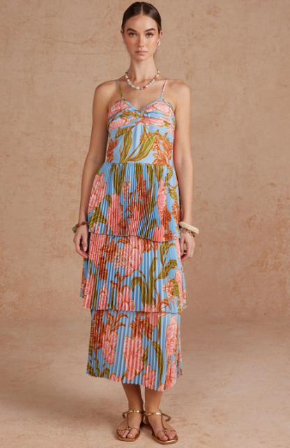 Watercolor Bloom  Midi Dress  D-11378-P