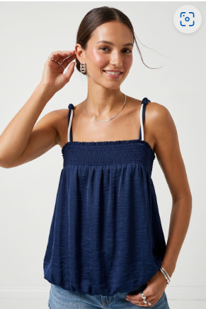 Cord Detail Smocking Bubble Tube Top  VT119933