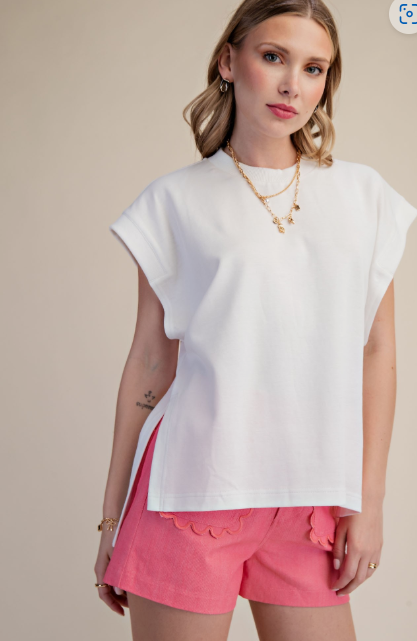 Round Neck Oversized Everyday Pullover Top  T8098