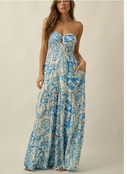 Floral  Strapless Wide-Leg Jumpsuit FPB0438C