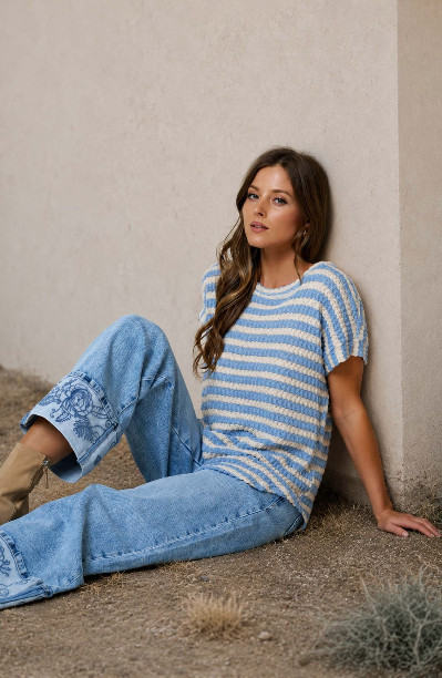 Textured Stripe Knit Top  B6FT1014