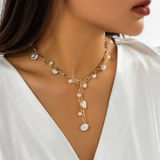 Boho Y Pearl Station Necklace | 40NK9628