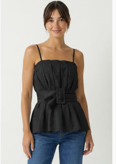 Buckle Pleated Sleeveless Top VT119832