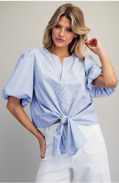 Striped Puff Sleeve Blouse  LVE2074