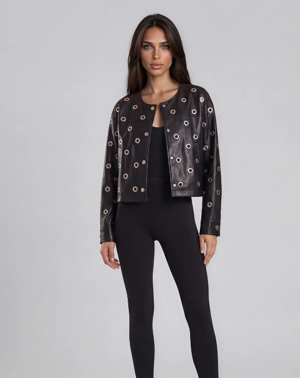 2710 Vegan Leather Grommet Jacket