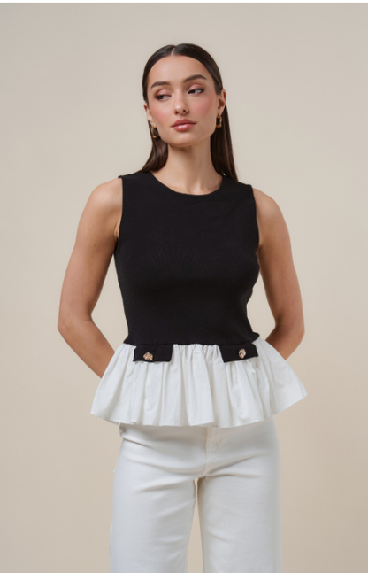 Poplin & Knit Top  AT3226