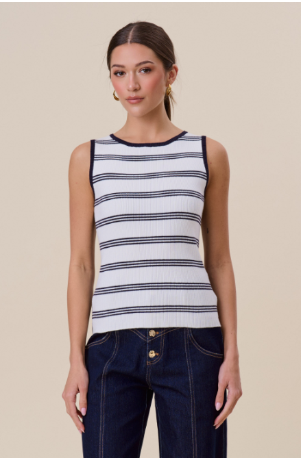 Stiped Sleeveless Knit Top  AT3070