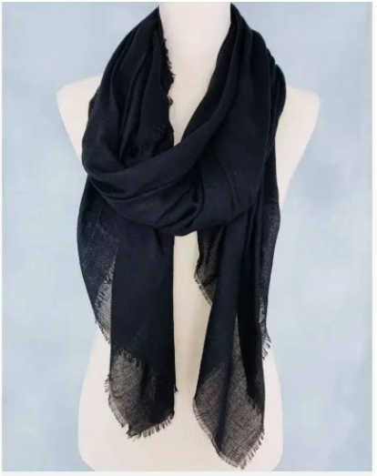 JC021022 Soft As Cashmere Oversized Solid Frayed-Edge Scarf Shawl