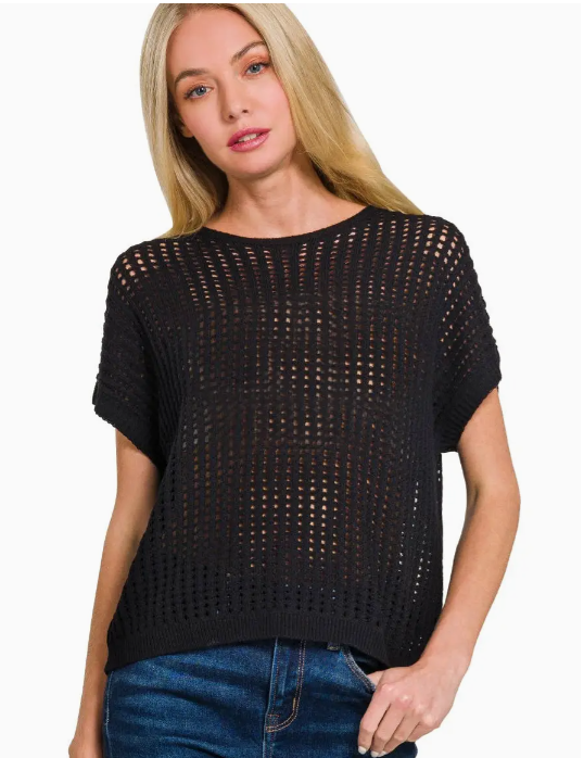 Viscose Crochet Knit Sheer Hollow Sweater  Z1B-TW-2433Y