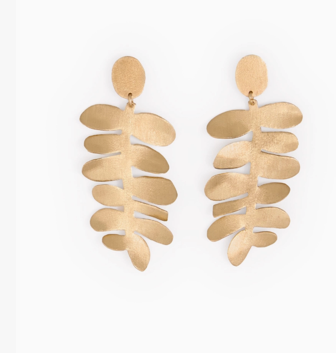 Harlee Leaf Drop Earrings Brass BRER2634