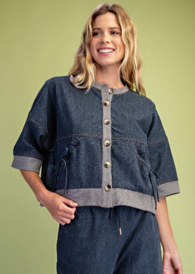 Oversized Denim Cardigan  TE2333