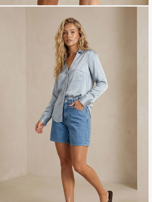 Refined Hidden-Placket Blouse WB5085