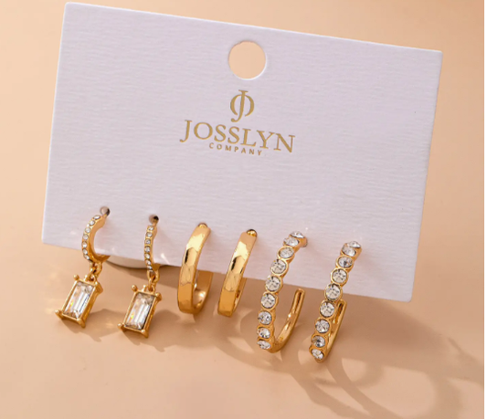 Crystal-Accented Gold Hoop Earring Set | 80E61945