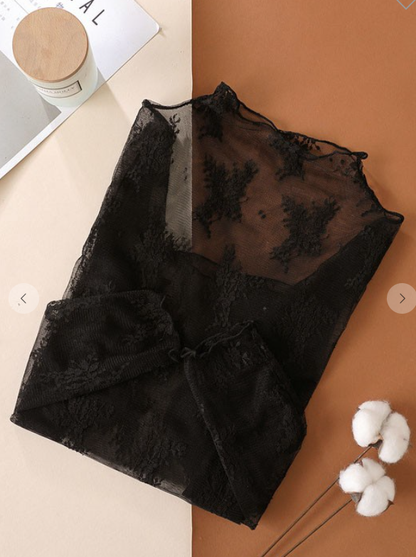 Sheer Lace Long Sleeve Top JN24P010T