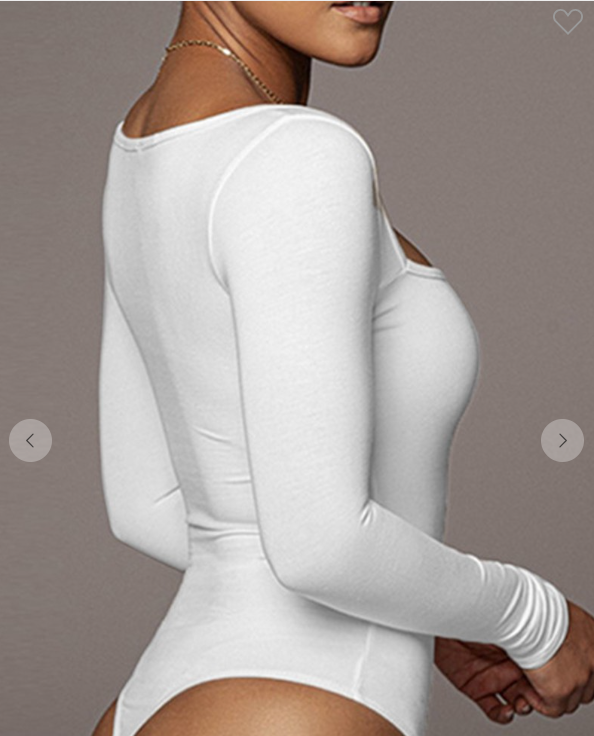 Women Sexy Deep Square Neck Long Sleeve Body Suit CWSBSL0019-B20231207