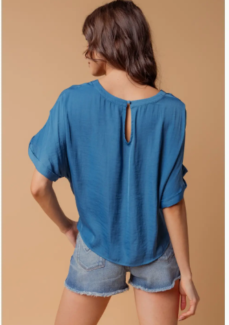 Satin T-Shirt with Front Knot Detail RB117273