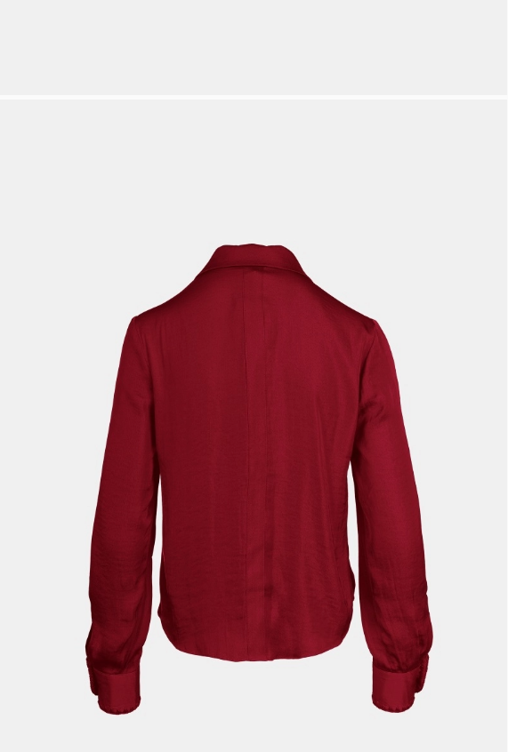 Blanket-stitch Cuff Button Up Cropped Blouse WB7077-C