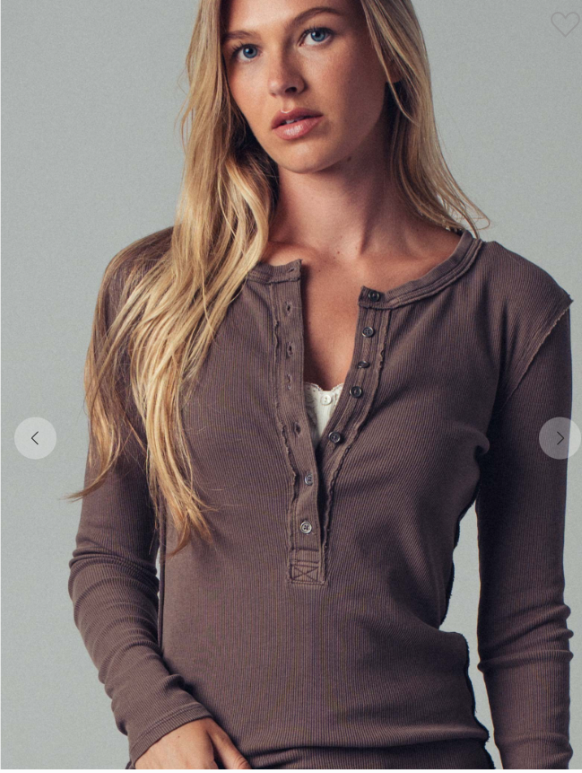 Long Sleeve Henley Top 0945-3144-2