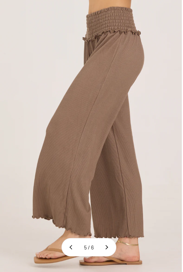 Mocha Rib Knit wide Leg B10400-MCH