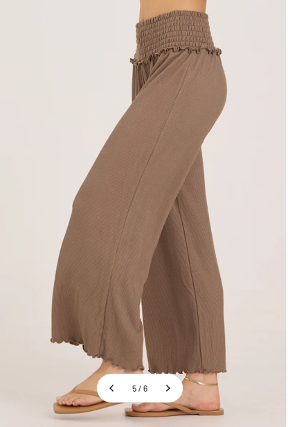 Mocha Rib Knit wide Leg B10400-MCH